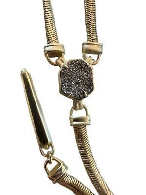 Kendra Scott Women's Starla Iridescent Drusy Y-Shaped Long Necklace Gold - EUC - Imagem 1 de 3