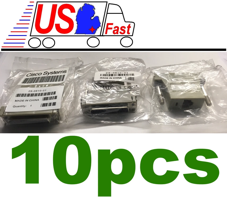 10pk Cisco Systems Terminal Serial Adapter DB-25-pin Female to RJ-45 8pin Female - Image 1 of 1