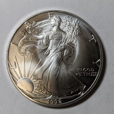 American Silver Eagle 1992 1 oz .999 brillante sin circular Foto 1 de 3