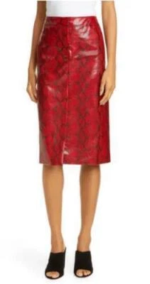 TIBI Skirt Pencil Snake Phyton Red Faux Leather Sz 2 NEW NWT N55 - Image 1 of 4