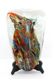 Jaramillo Brothers Arte Vidrio Cara Larga Escultura Arco Iris Colores Sólido Pesado - Imagen 1 de 10