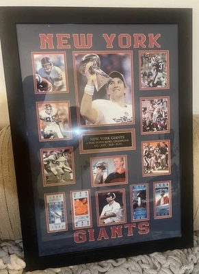 New York Giants 4x Super Bowl Champions 87 91 08 12 Framed Wall Art NFL Football - Image 1 of 4