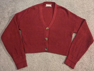 Urban Outfitters Cropped Ripp Strickjacke Rot Pullover Damen Medium - Bild 1 von 7