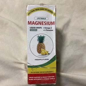 Magnesium Glycinate Liquid Drops 1000MG with Omega-3, 120ML Exp 09/26 - Picture 1 of 3