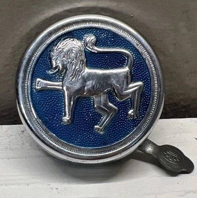 VINTAGE 1950s BICYCLE BELL HORN CHROME BLUE LION MADE IN GERMANY RARE - Image 1 of 4