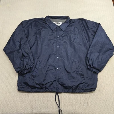 Athletic Works Jacket Mens XL Navy Blue Windbreaker Coach Lined Nylon Button Up - Image 1 of 4