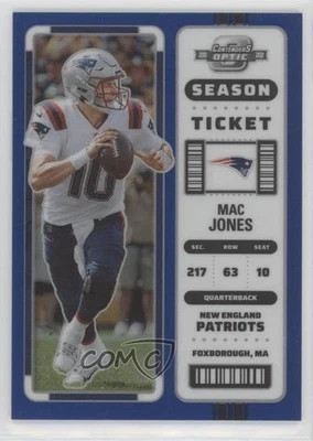 2022 Panini Contenders Optic Season Ticket Blue Prizm /99 Mac Jones #50 - Image 1 of 2