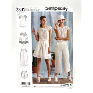 Simplicity Pattern 8391 Sailor Pants Shorts Skirt Top Sz 16-24 NEW - Picture 1 of 2