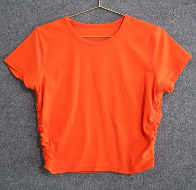 Lululemon Shirt Women 12 Orange Side Gather Align Crop Short Sleeve Tee EUC - Image 1 of 3