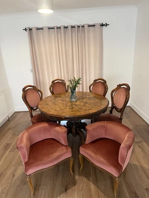 Wood Dining Table and Chairs Set, Large, 6-Seat - Image 1 of 2