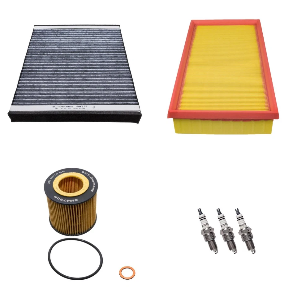 3 x Filter Inspektionspaket mit Zündkerzen 1.2 12V SEAT Cordoba Ibiza Fabia Polo - Bild 1 von 1