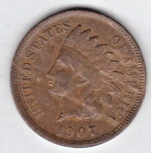 1907 INDIAN HEAD CENT in FINE condition ~ PLEASE SEE THE SCAN   : stk r39 - Picture 1 of 5