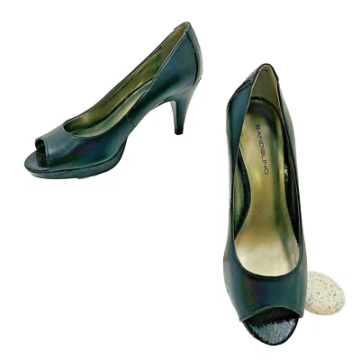 Bandolino охоты черный искусственной кожи платформе с открытым носком платье туфли каблуки насосы 7 - Изображение 1 из 4