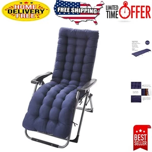 Breathable Rectangular Chaise Lounger Cushion – Navy 61'' for Outdoor Relaxation - Picture 1 of 9