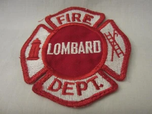 Patch garza Lombard Illinois Fire Dept rosso e bianco 3,5" VERO ORIGINALE - Foto 1 di 2