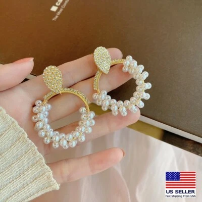 Женские серьги-гвоздики из стерлингового серебра 925 пробы с несколькими рядами жемчуга в стиле барокко 0086 - Изображение 1 из 4