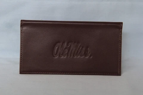 OLE MISS Mississippi REBELS    Leather Checkbook    NEW    dark brown Cover