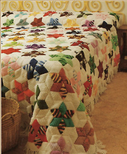 Easy Star Bedspread-Blanket Crochet Pattern Heirloom Vintage 4ply 1387