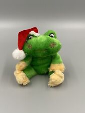 7” Christmas Frog In Santa Hat & Snowflakes Cheeks Plush Dan Dee Stuffed Animal