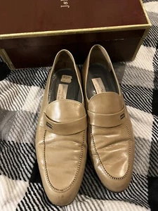 Vintage J&M Johnston Murphy Taupe Loafers Italy Men’s Size 9-1/2 N W/Box - Picture 1 of 14