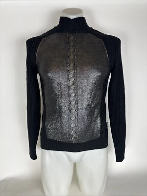 Versace Black Argyle Ribbed Knit Sweater Pullover Women Size M - Image 1 of 4