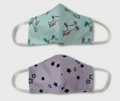 Kids' Set of 2pks  #4 Unicorn Cloth Face Masks - Cat & Jack Lavender/Green - Image 1 of 4