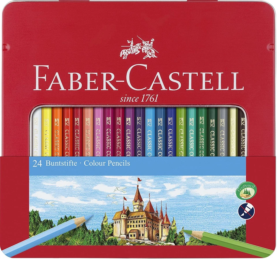 24x FABER CASTELL Hexagonal Buntstifte Set CASTLE im Metall Etui viele Farben - Bild 1 von 1