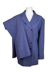New LARRY LEVINE 2PC Purple Polyester Double Breasted Pant Suit SZ 18 MSRP $200 - Picture 1 of 9