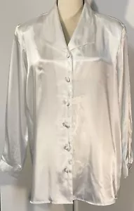 KATHIE LEE White Long Sleeve Covered Button Front Shirt Womens Size 14W /16W NWT - Picture 1 of 6