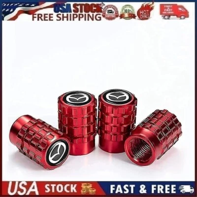 4PCS Metal Car Tire Valve Caps Valve Stem Cover Compatible with Mazda Red 3 - Image 1 of 4