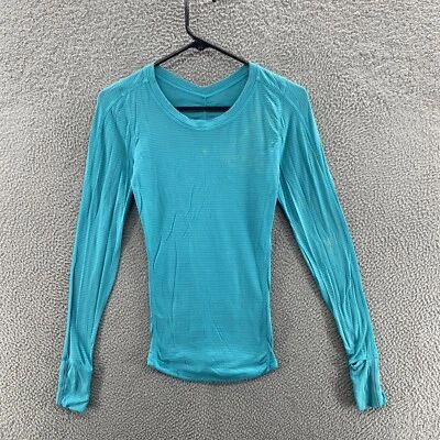 Camisa Lululemon Mujer Azul Mediana Manga Larga Rendimiento Gimnasio Yoga Informal Foto 1 de 4