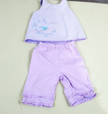 Conjunto de 2 piezas Carter's Girls, top y pantalón sin mangas, púrpura, pájaro, 24 meses Foto 1 de 4