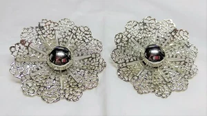 Huge Vintage Sarah Coventry Fan Fare Silver Filigree Statement Clip Earrings - Picture 1 of 3
