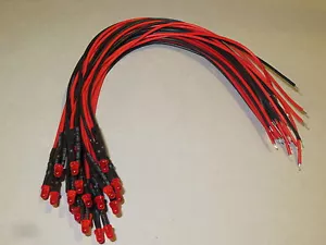 LOT NEUF de 20 LED ROUGES ∅ 3mm 12VDC câblées 20cm TRAINS ROCO JOUEF HORNBY - Bild 1 von 1