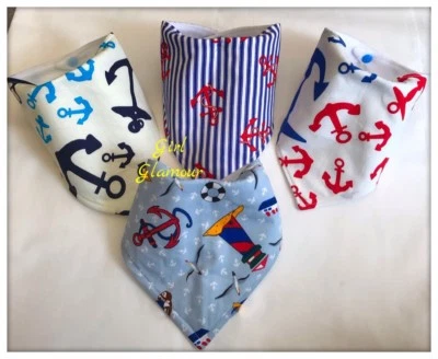 GIRL*GLAMOUR Maritimes Lätzchen Matrose Anker Kapitän Pirat Kostüm Sward Babynahrung Windel Outfit