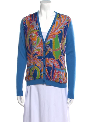 Cárdigan Polo Ralph Lauren 100 % cachemir/azul seda estampado cachemir superpuesto jersey Foto 1 de 4