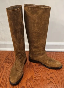 Yves Saint Laurent "CHYC" Tobacco Suede Knee High Boots with Low Heel - Size 37 - Picture 1 of 7