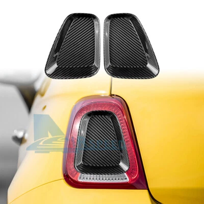 For Fiat 500 Abarth 595 2017-23 Real Hard Black Carbon Fiber Tail light Center — 第 1/4 张图片