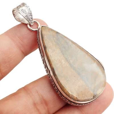 Jaspis Edelstein Versilbert Handmade Anhänger Schmuck Geschenk 5.3cm P-14735 - Bild 1 von 3