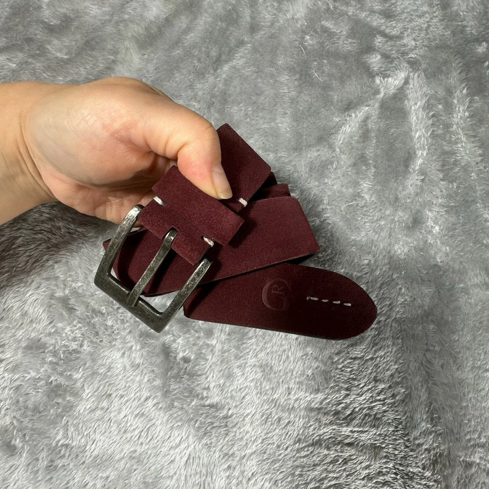 Cinturón ROBERT GRAHAM Hombre 40 Borgoña Gamuza Tono Plateado Hebilla Vino Foto 1 de 4