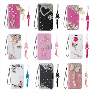 For Samsung Note 20 Ultra 2020 Leather Bling Rhinestone Card Flip Wallet Case - Picture 1 of 13