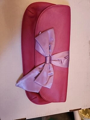 NUEVO LOVCAT PARIS Bolso sin asas corazón lazo púrpura cuero rosa frambuesa Foto 1 de 4