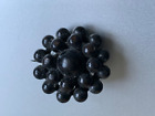 Antique Victorian Mourning Brooch - Black beads - 1"