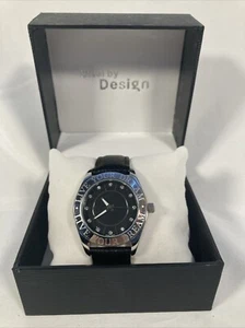 Reloj Steel by Design Live Your Dream Acero Inoxidable Cuero Negro Nuevo en Caja - Imagen 1 de 7