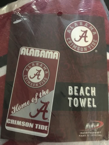 Alabama Crimson Tide Beach Towel 28"x58" Brand New In Original Package Cover