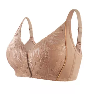Womens Bras Lace Front Closure Brassiere Push Up No Steel Ring Lingerie Bralette - Picture 1 of 18
