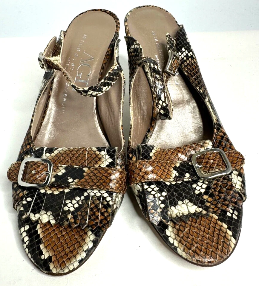 Sandalias de cuña AGL Attilio Giusti Leombruni de piel de serpiente para mujer hechas en Italia 37 Foto 1 de 4