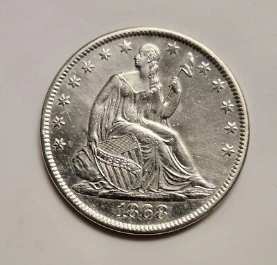 Medio dólar libertad sentada 1868-S 50c con detalles BU UNC fecha clave! Foto 1 de 2