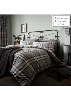 Catherine Lansfield KELSO Tartan Check Duvet/Quilt Cover Set Bedding Single - Picture 1 of 2