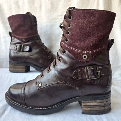 Taos Crave Bordeaux Leather Lace Up Combat Boots Women's Size 37/US 6-6.5 - Image 1 of 4